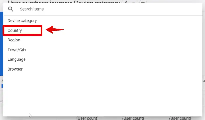 Selecting the country dimension