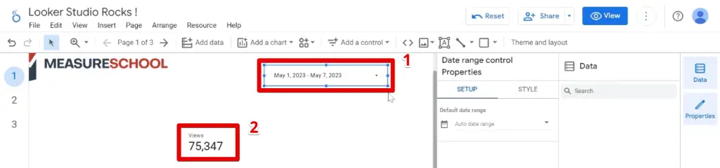 Selecting the date range for the first week of May