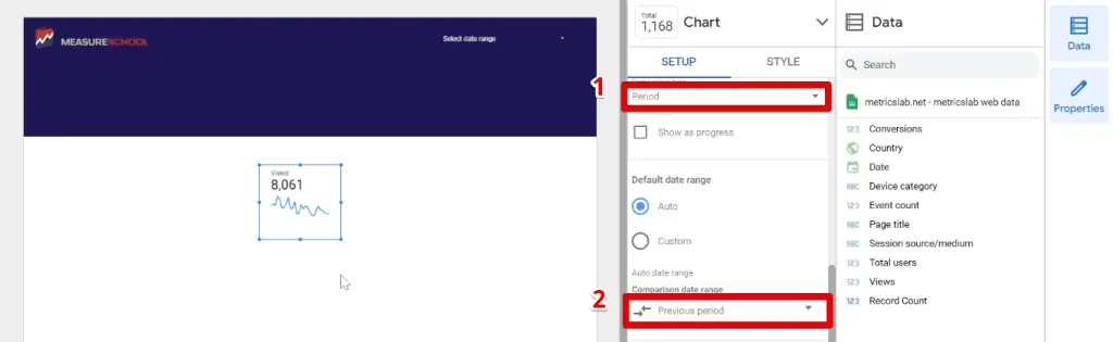 Setting the comparison date range