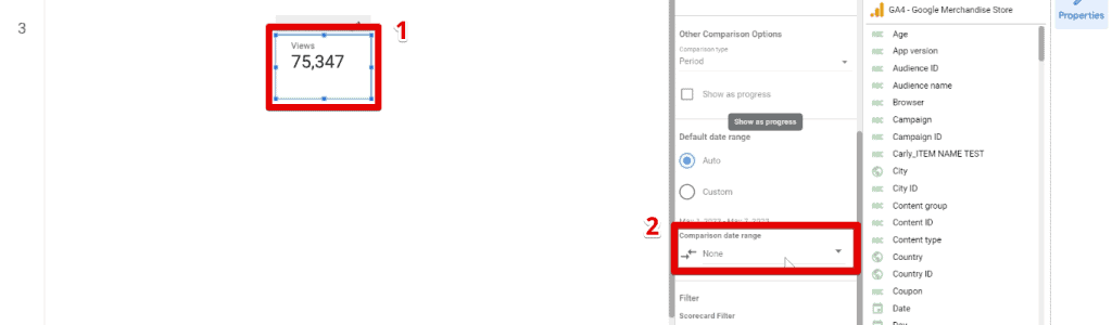 Specifying a comparison date range