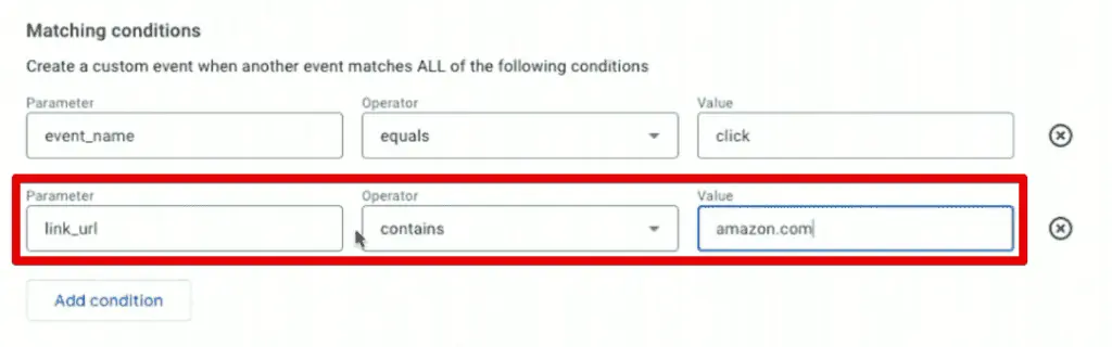 Specifying the second matching condition