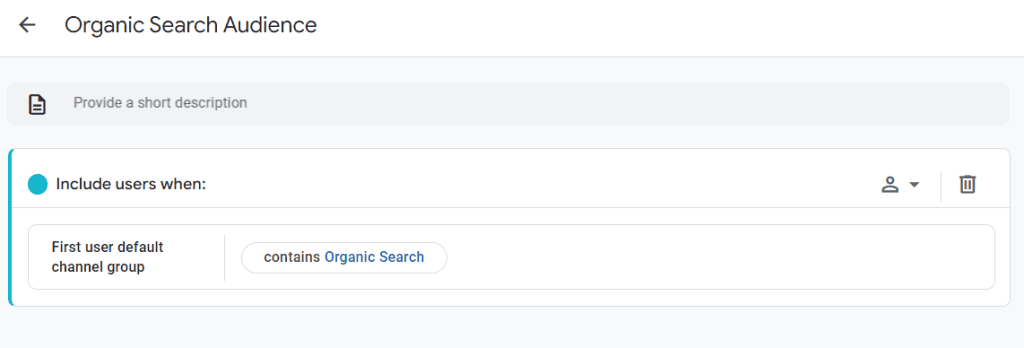 The audience is created based on the traffic source