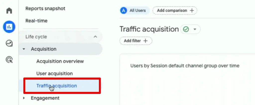 Traffic acquisition report in GA4