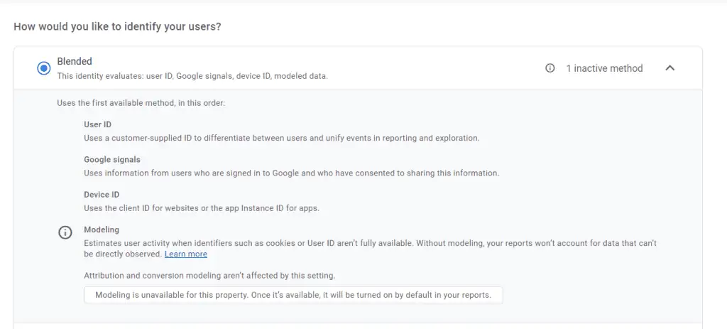 User identification settings
