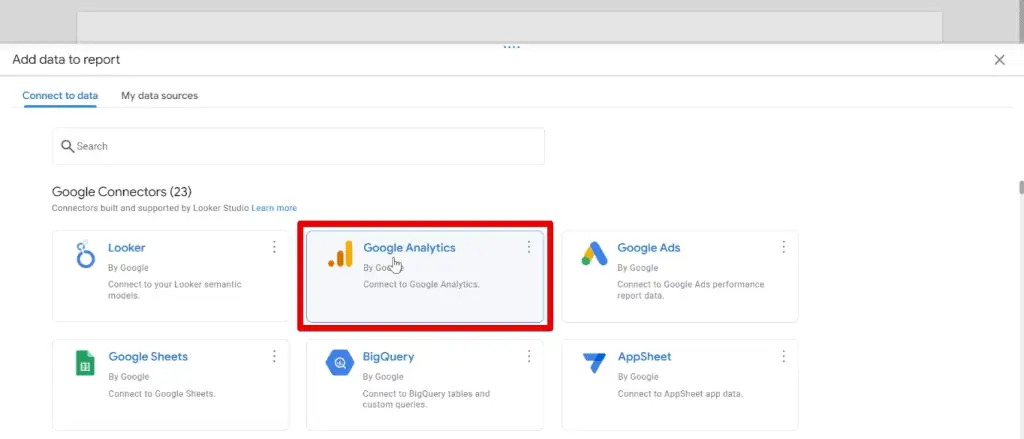 Using the Google Analytics connector