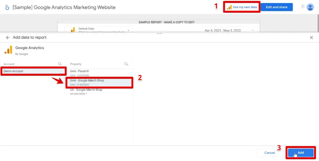 Using your data in the Acme marketing template