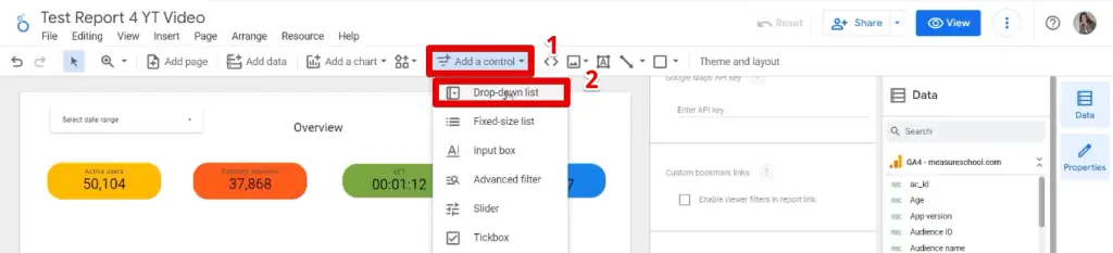 Adding a drop-down list control
