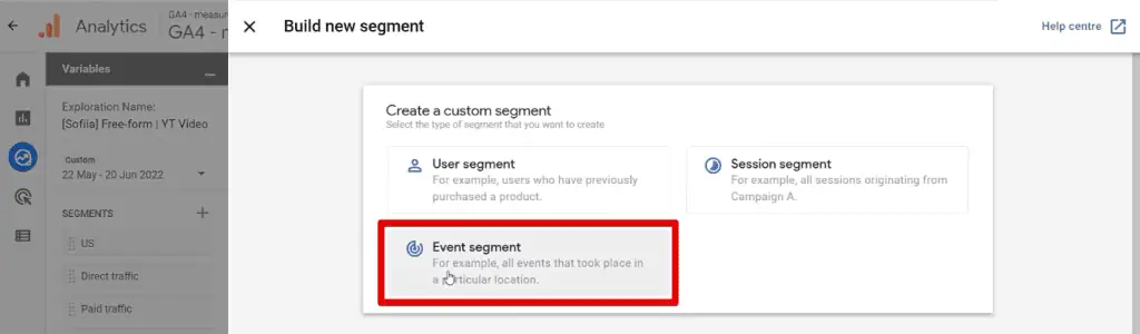 Building an event segment