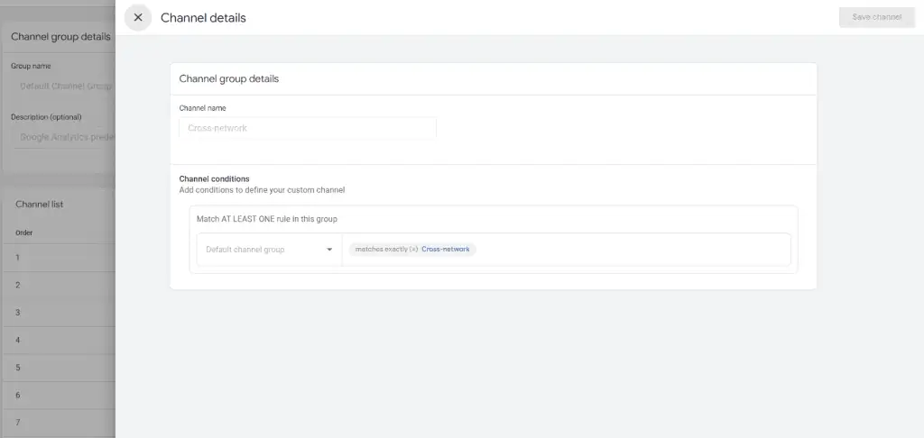 Channel details screen