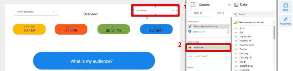 Configuring the data control
