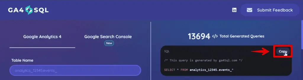 Copying the generated code