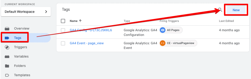 Create a new tag in GTM