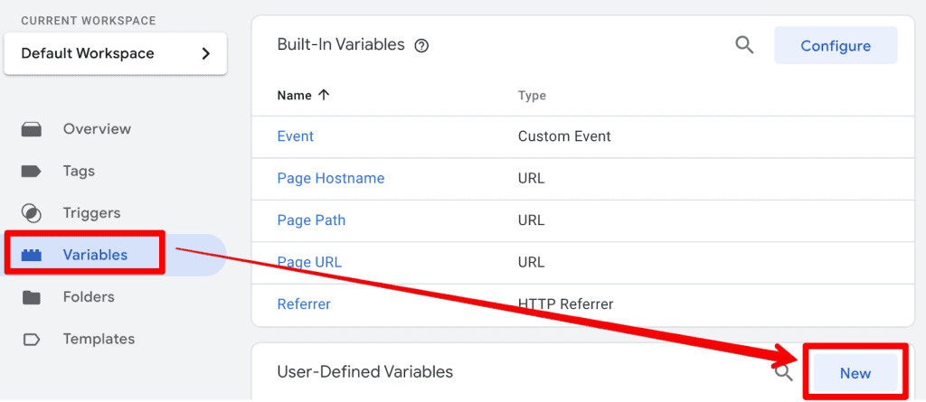 Create a new variable in GTM