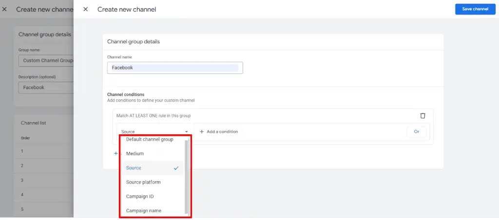 Default Channel Group Dimensions