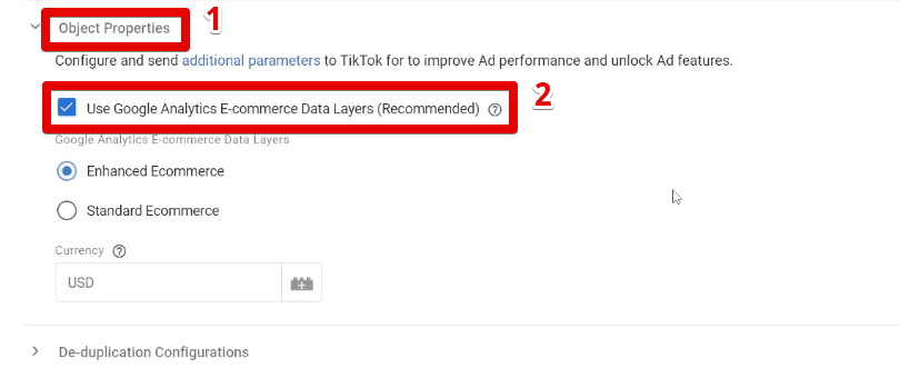 Enabling the use of Google Analytics eCommerce data layers
