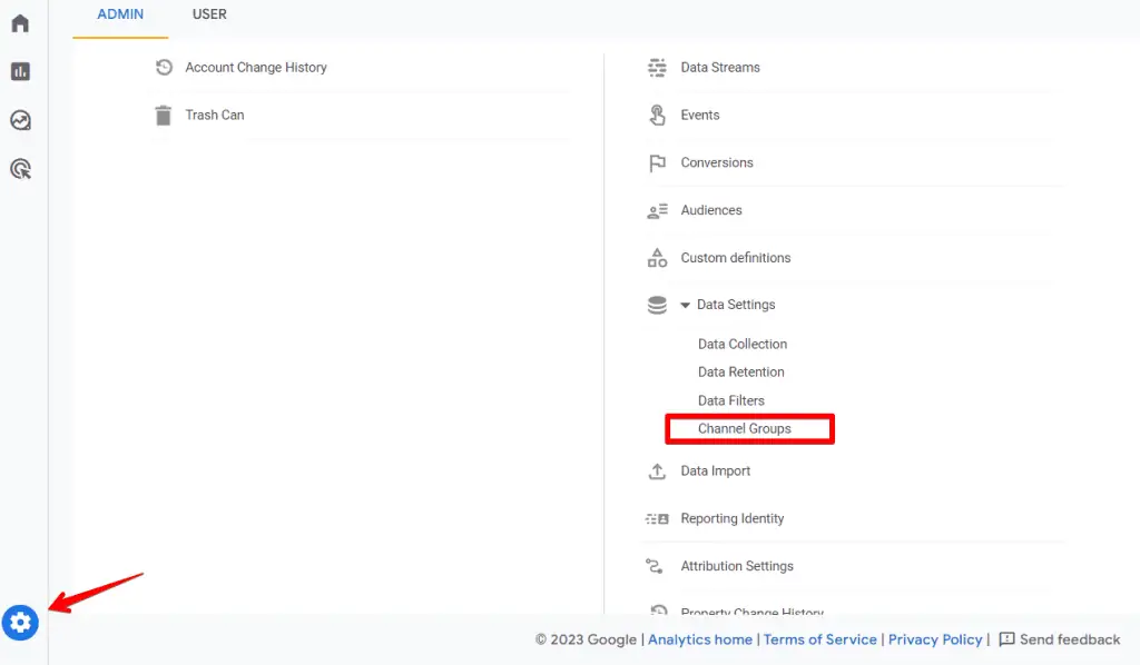 GA4 Admin panel: Channel Groups in Data Setting