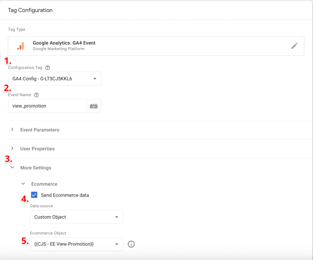 GA4 tag for view_promotion event
