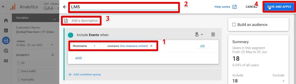 Live training link segment