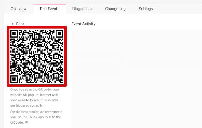QR code for scanning