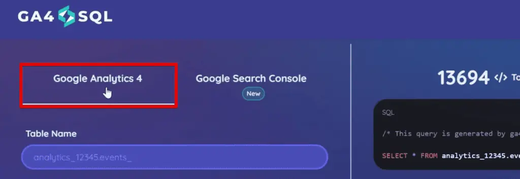 Querying data from GA4