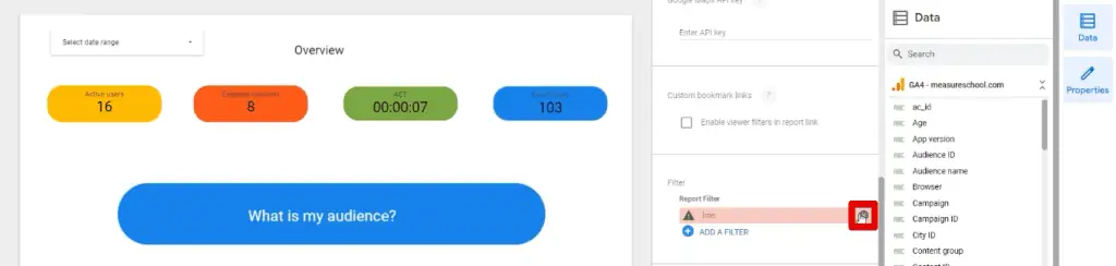 Removing the filter in Looker Studio