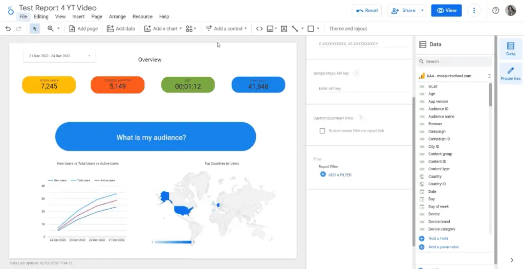 Sample report in Looker Studio