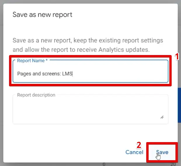 Saving the custom report