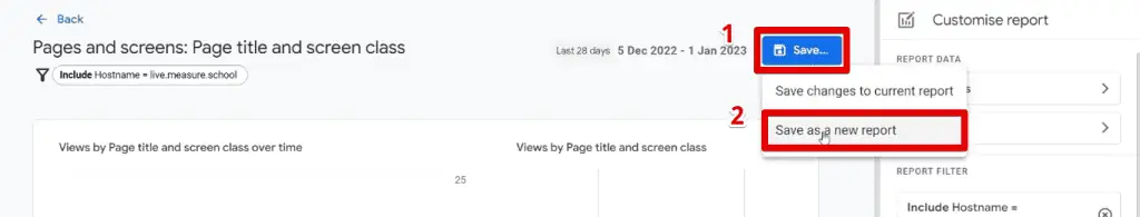 Saving the filtered report