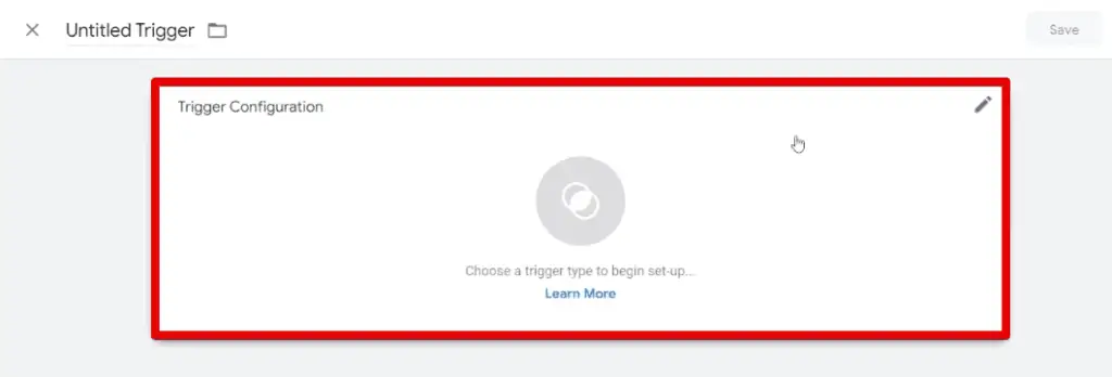Selecting the trigger configuration