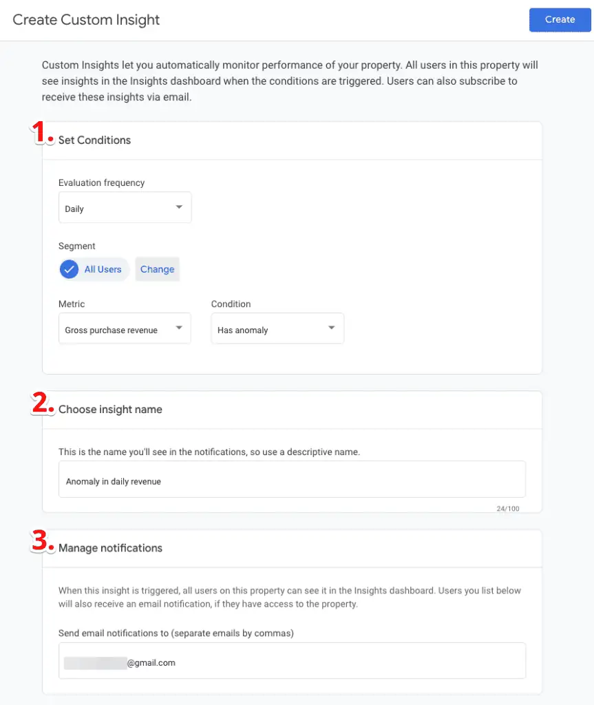 Setup custom insight conditions
