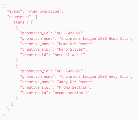 View promotion event parameters inside the items array