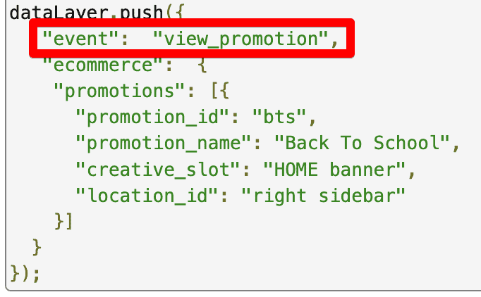 view_promotion dataLayer push