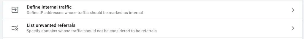 Define internal traffic and list unwanted referrals