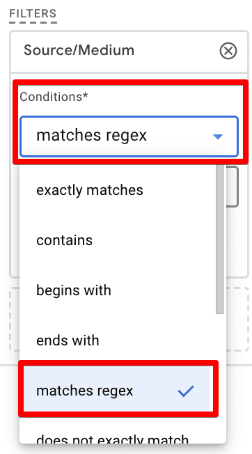Filter conditions in explorations