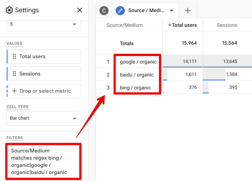 Matches RegEx filter in explorations
