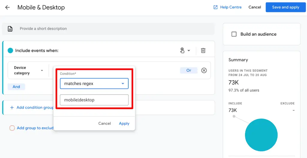 Matches RegEx in segments