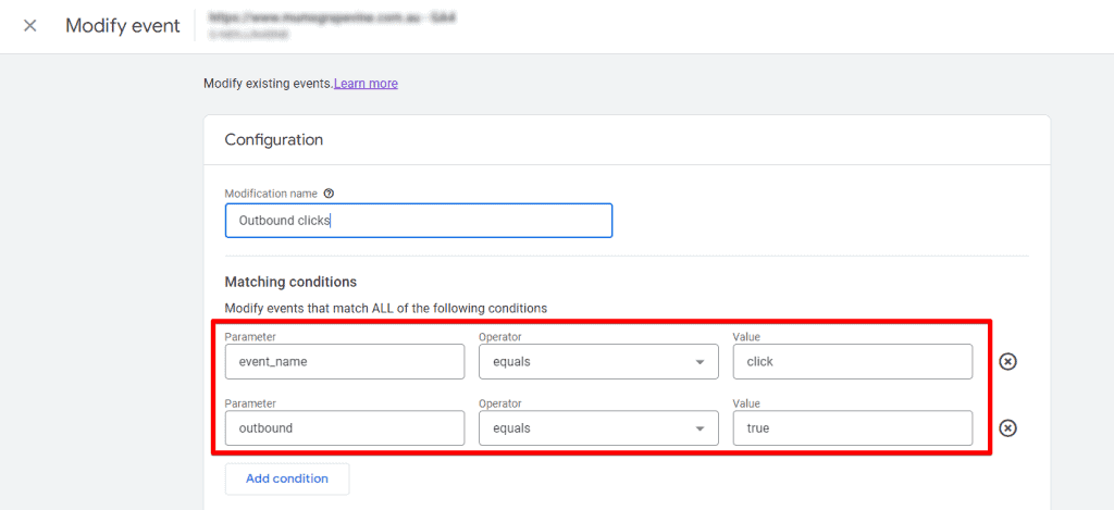 Matching conditions to modify click event