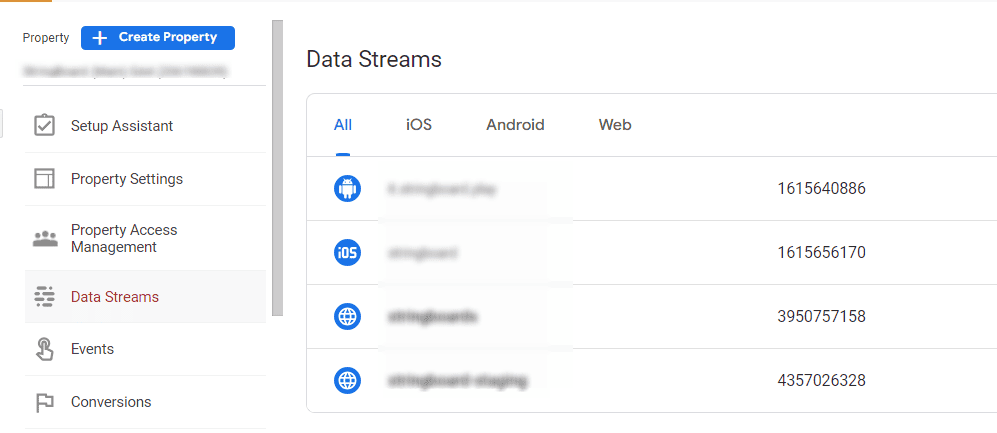Multiple data streams under the same property
