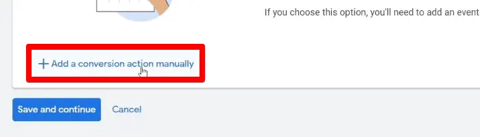 Adding a conversion action manually