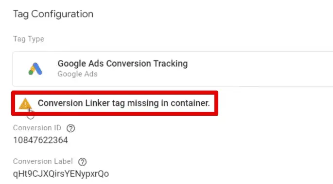 Conversion linker tag missing error message