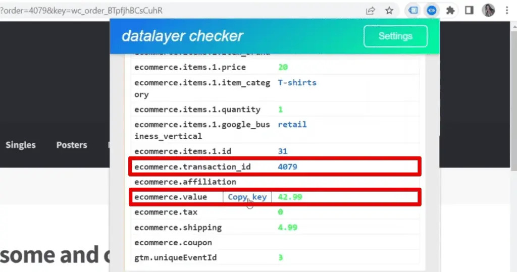 Copying the transaction ID and value dot notation