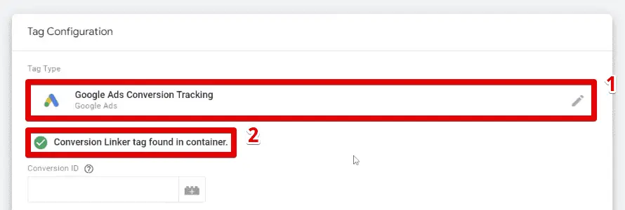 Creating another conversion tracking tag