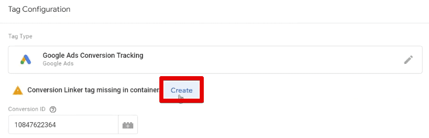 Creating the conversion linker tag