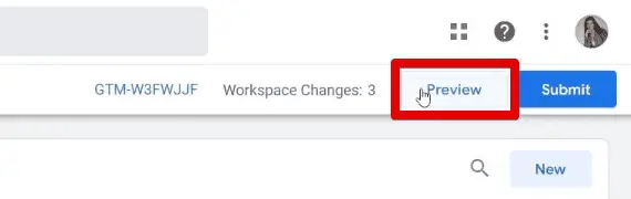 Entering the GTM preview mode