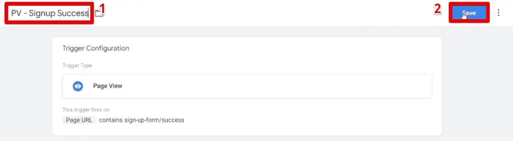 Naming and saving the trigger