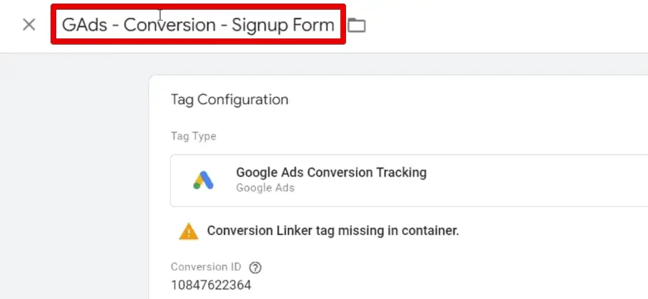 Providing a name to the tag