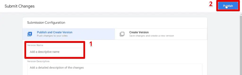 Publishing the purchase conversion tracking tag to the website