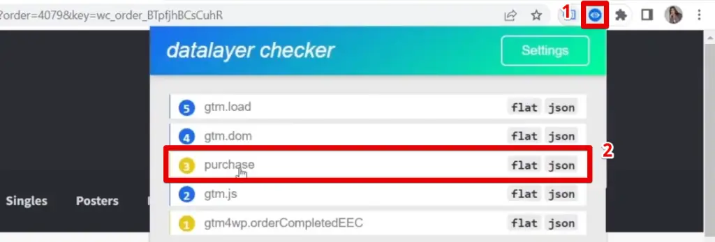 Purchase event in the data layer checker