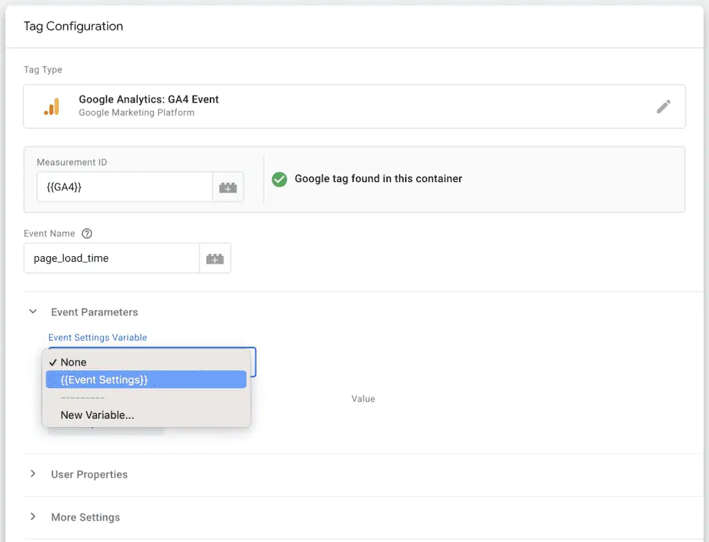 Reuse the Event Settings variable