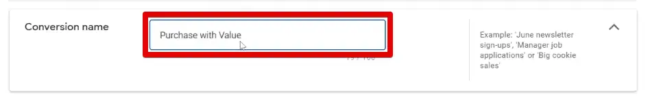 Setting the conversion name for the purchase event